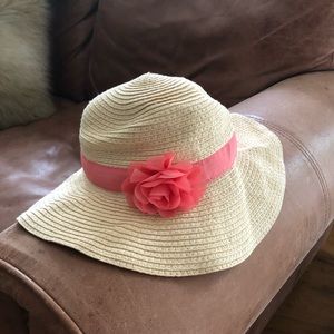 Gymboree Girls Pink Straw Beach Hat